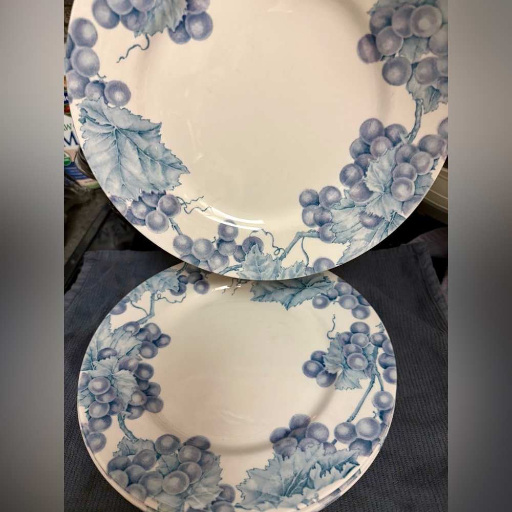 4 Pier 1 “Vineyard” dinner plates. 11” Earthenware crafted in England.